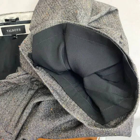 Talbots Raleigh Size 14 Confetti Herringbone Lined Dress Pants Wide Leg Pockets - Picture 6 of 8